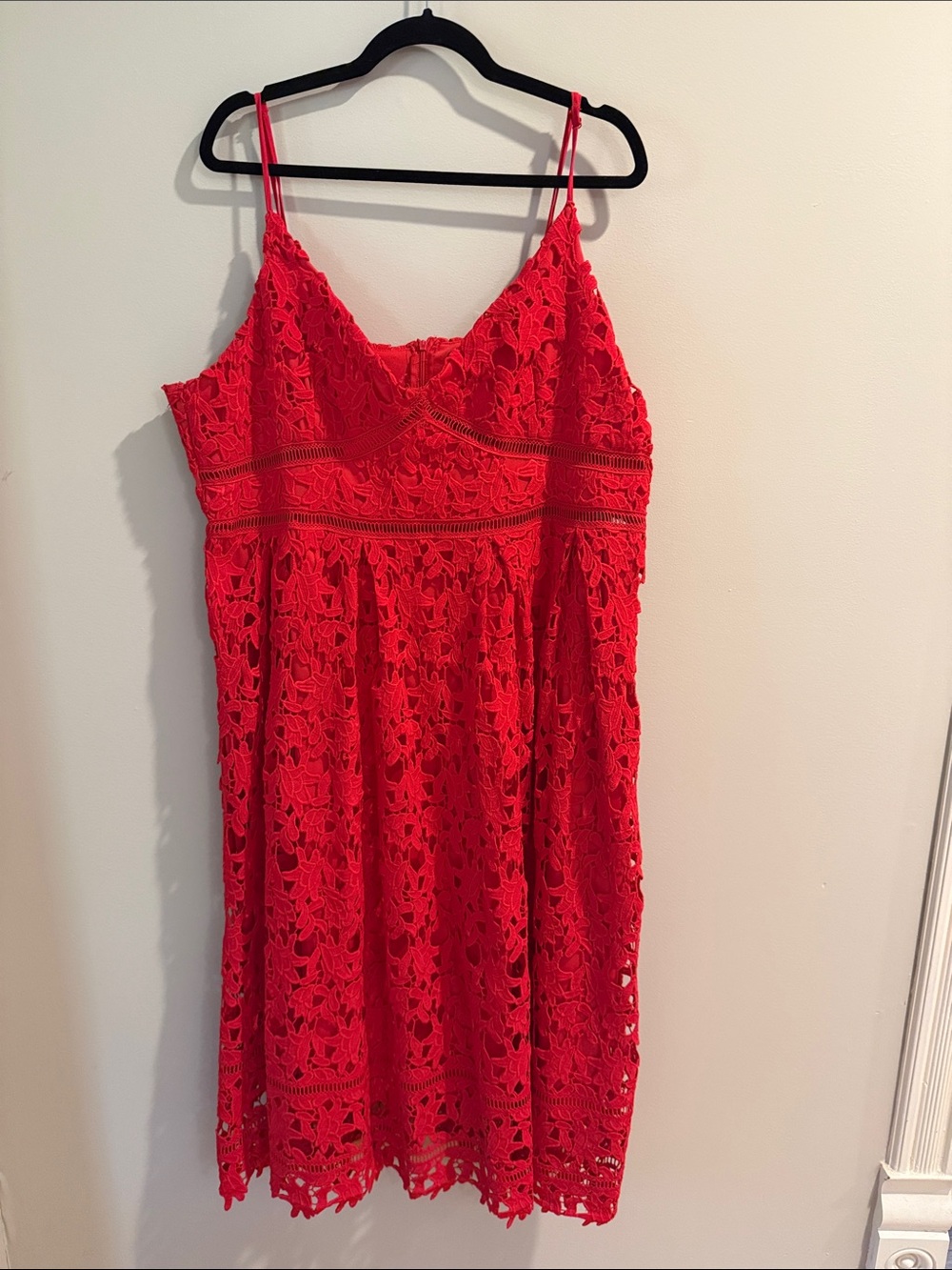Boohoo Red Lace Mini Dress with Spaghetti Straps